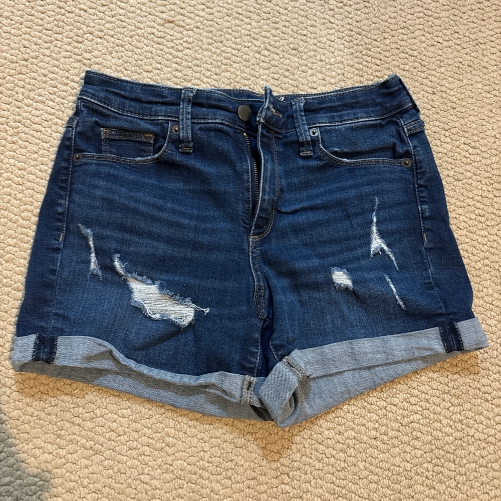 Universal Thread Dark Blue Distressed Denim Jean Shorts